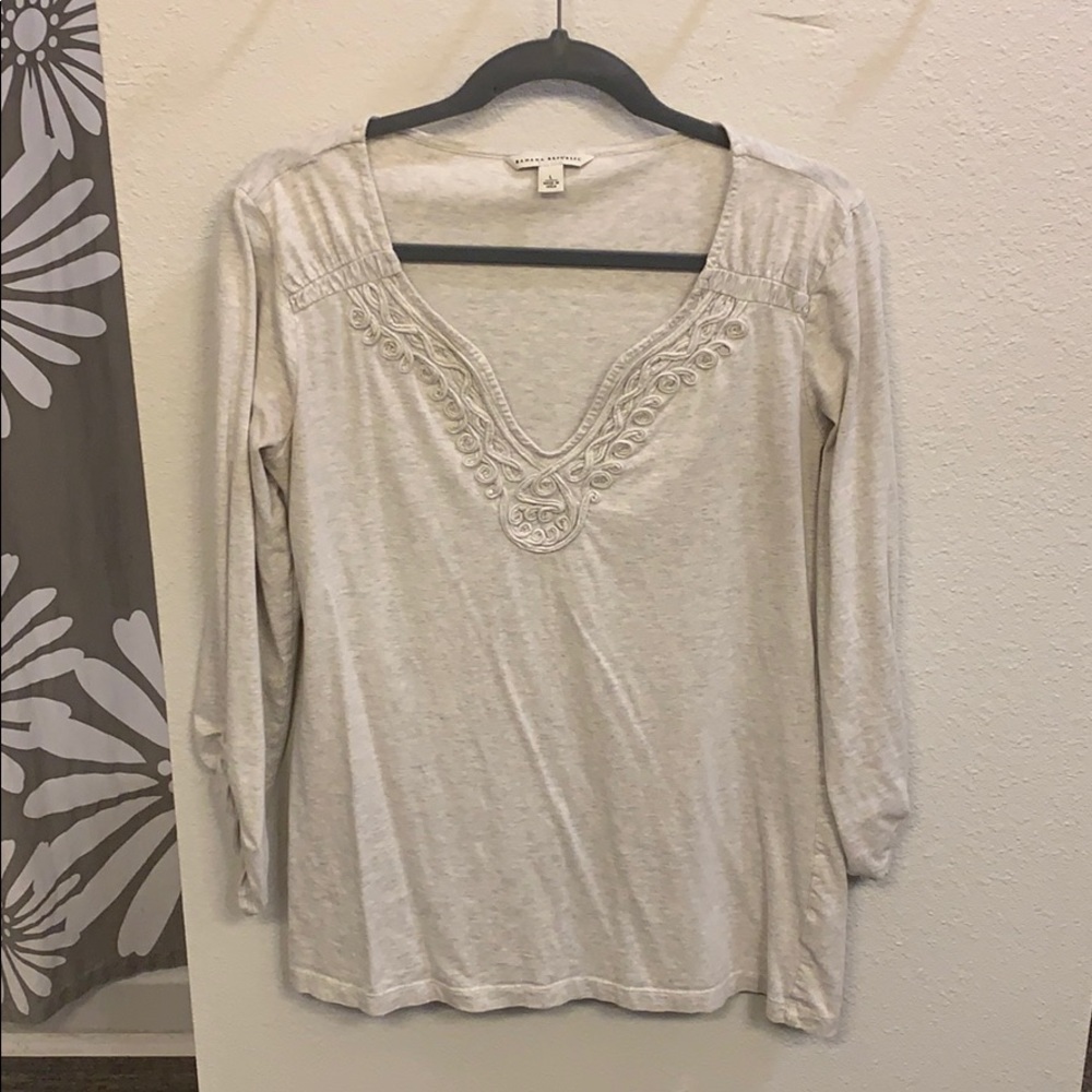 Cream/Gray Shirt with Fun Detailing